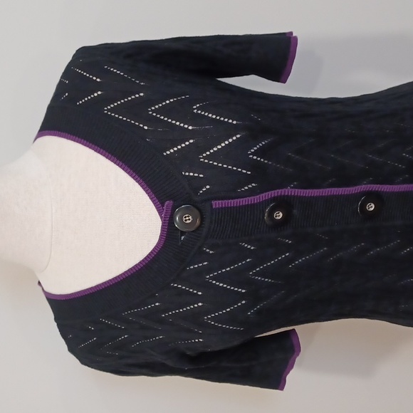 Mac & Jac Short Sleeve Long Line Cotton Lacy Cardigan- Sz. Sm - Picture 2 of 10